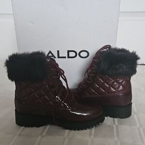 Aldo Women's Burgundy Quilted Boots
